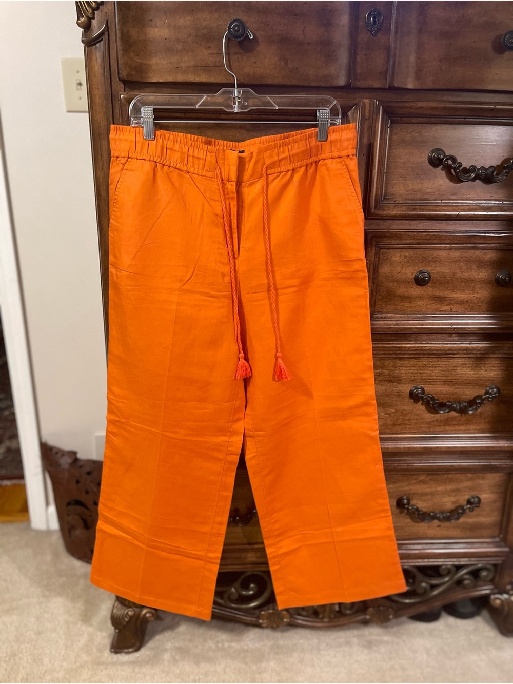 LOFT Bright Orange Women's Drawstring Wide-Leg Trousers